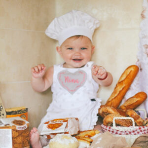 Kecelja za devojčice (Bela sa sivim tufnama)