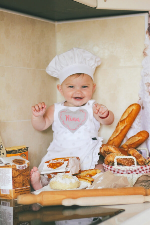 Kecelja za devojčice (Bela sa sivim tufnama)