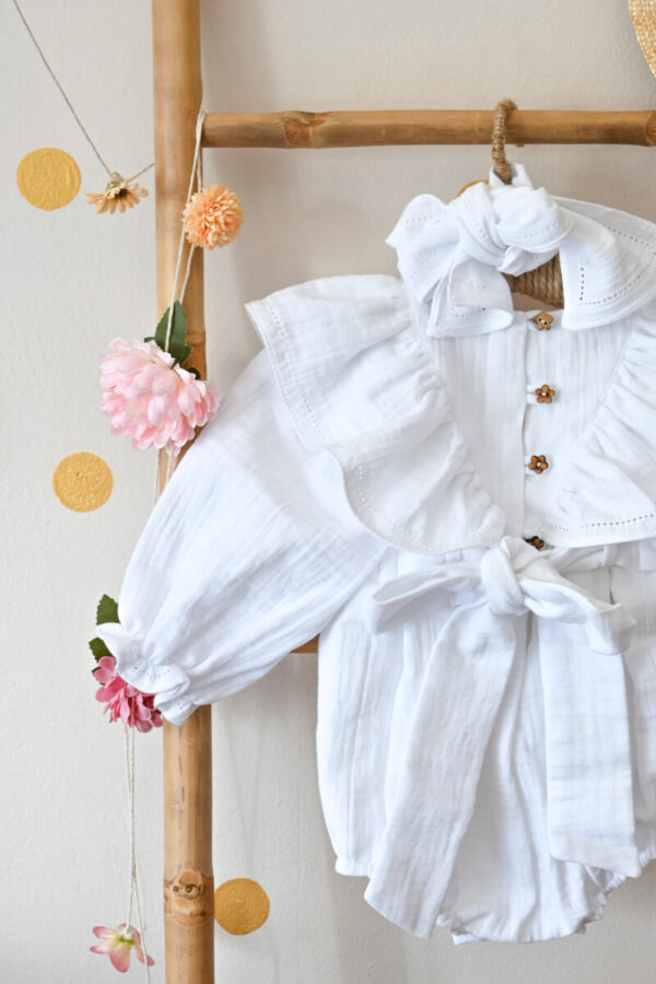 Bebi bodic (Romper) „Child Chic“ od organskog pamuka (White)