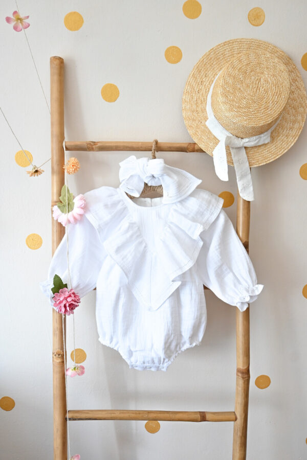Bebi bodic (Romper) „Child Chic“ od organskog pamuka (White)