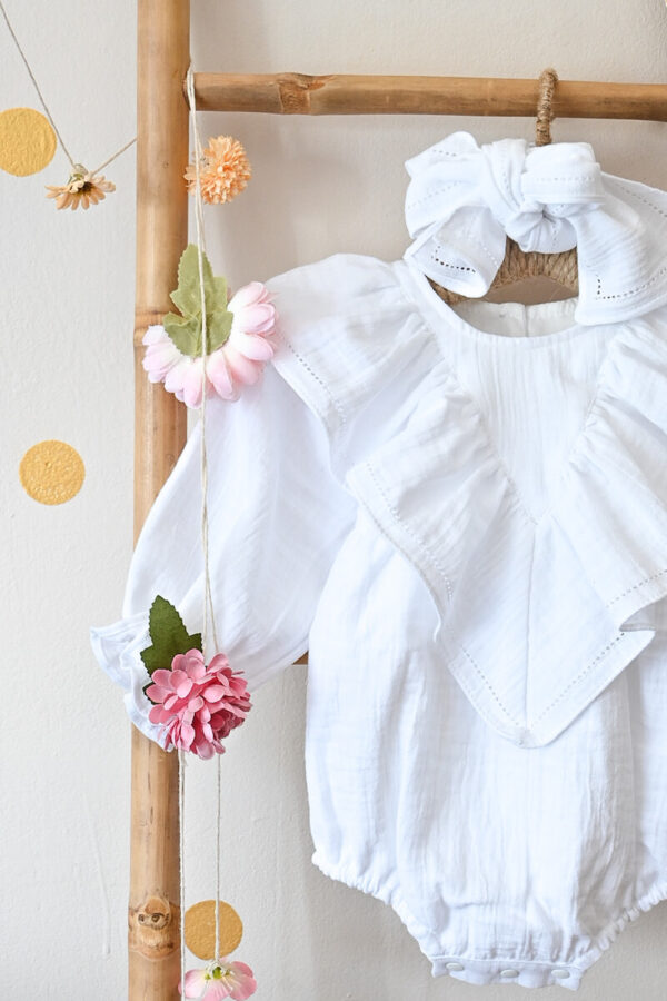 Bebi bodic (Romper) „Child Chic“ od organskog pamuka (White)