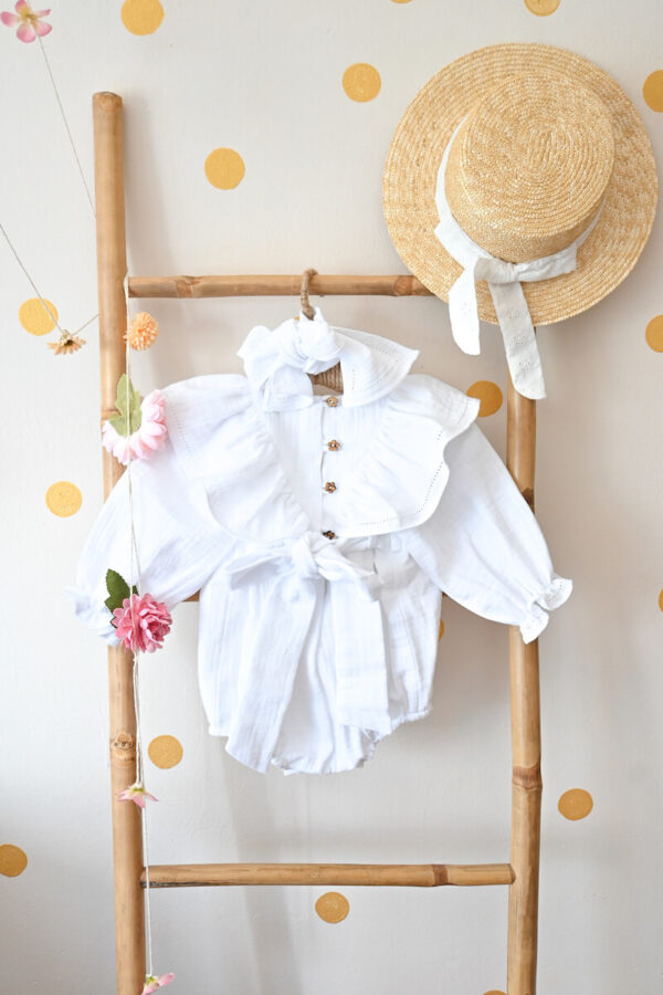 Bebi bodic (Romper) „Child Chic“ od organskog pamuka (White)