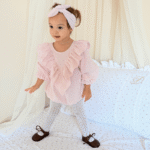 Bebi bodić „Exclusive“ ručno rađen od najkvalitetnijeg pamuka (Light Pink Gold Dots)