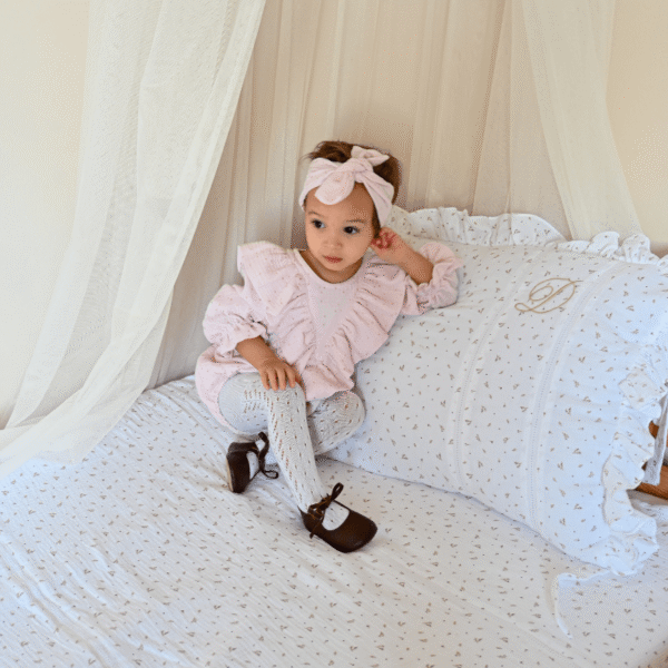 Bebi bodić „Exclusive“ ručno rađen od najkvalitetnijeg pamuka (Light Pink Gold Dots)