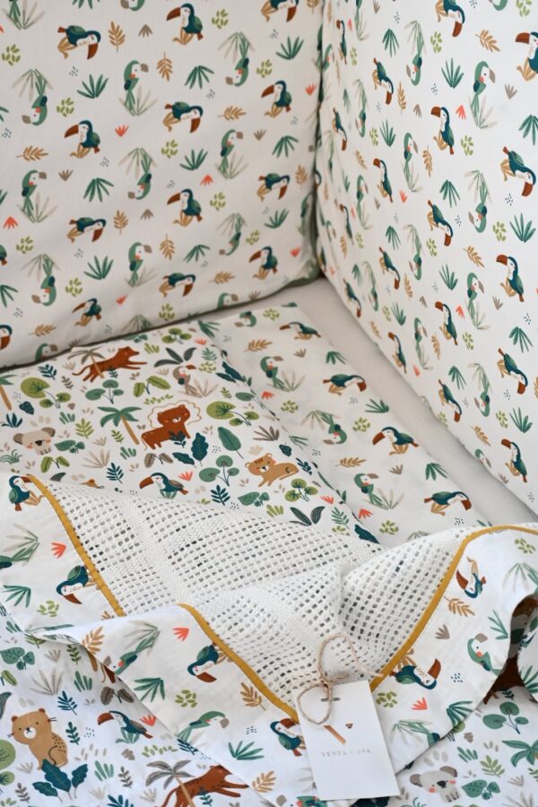 Posteljina za bebe od prirodnih tkanina za dečake i devojčice „Jungle”