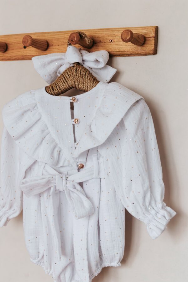 Bebi bodić „Exclusive“ beli sa zlatnim tačkicama