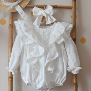 Bebi bodić „Princess" od bele pamučne čipke