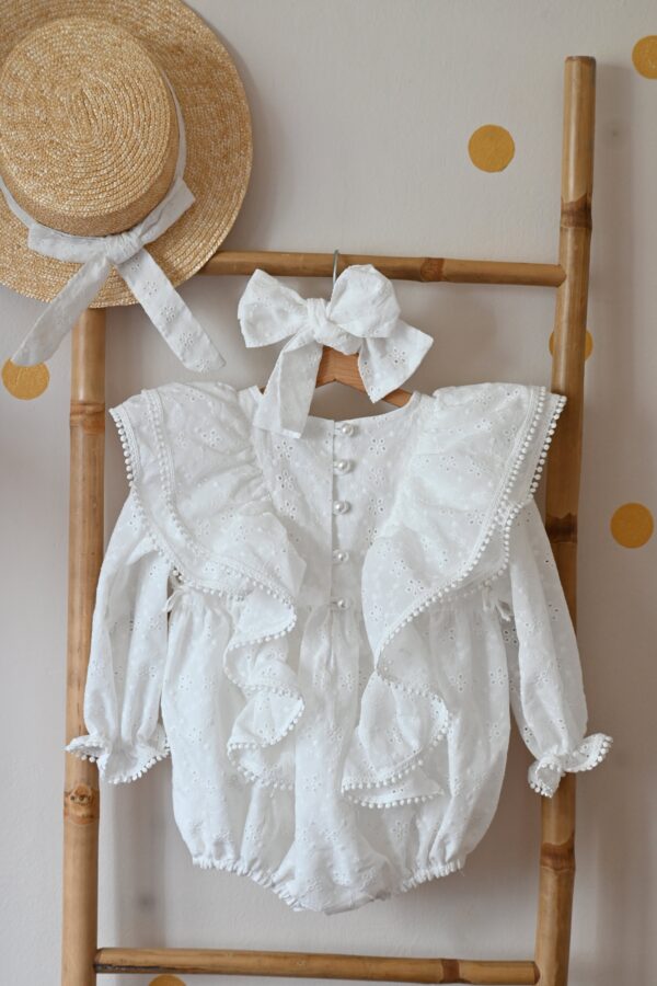 Bebi bodić „Princess" od bele pamučne čipke