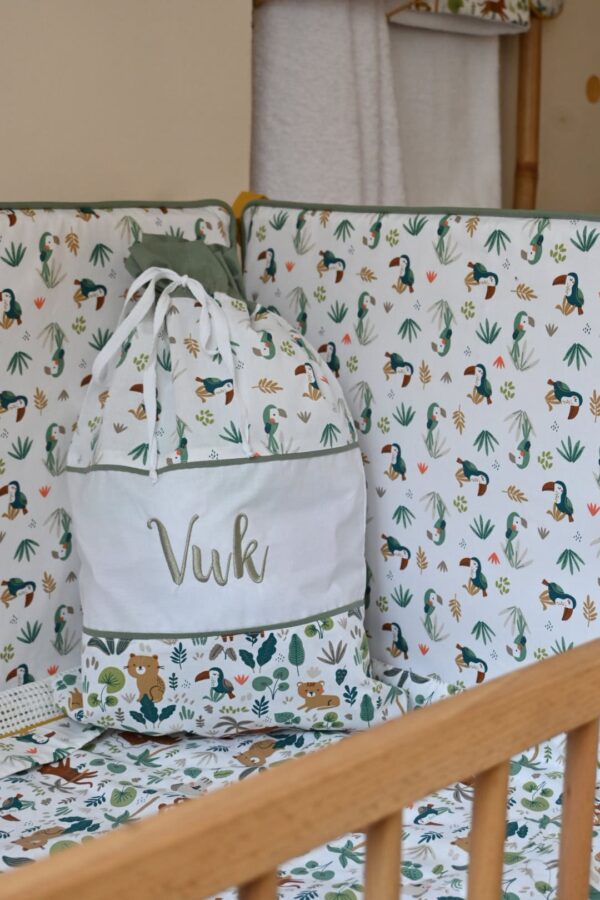 Set Jastučnica i vrećica sa vezom imena "Jungle"-Personalizovani poklon za vrtić