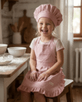 Kecelja za devojčice "Puder roze tufnice"